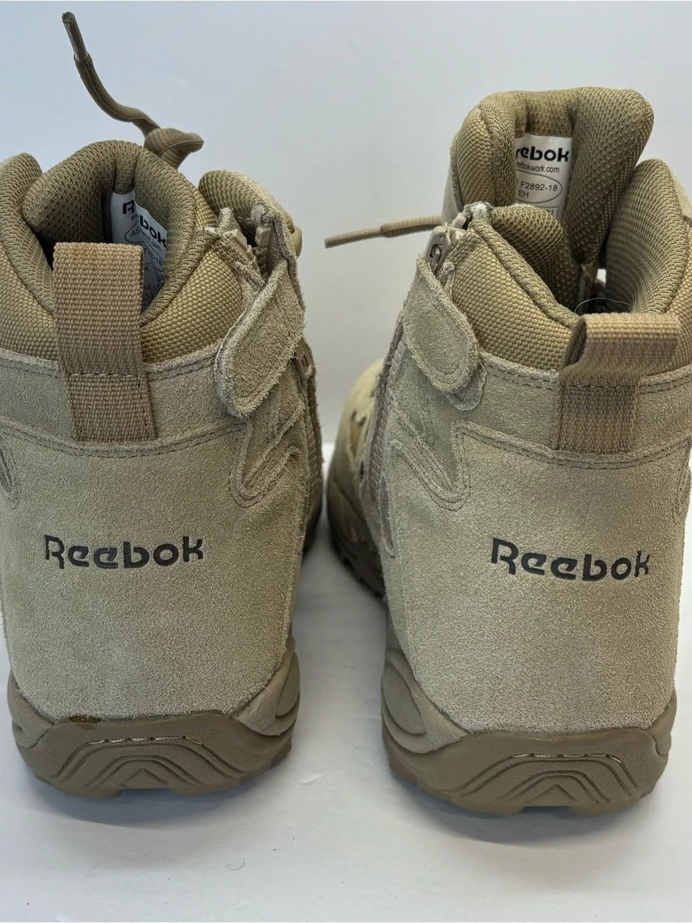 Reebok Desert Men’s Tan Suede Tactical Boots Rapid Response RB Side Zip 9 W EUC